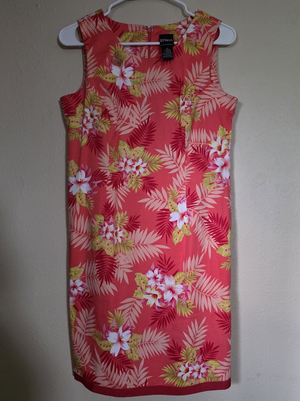 Erika Coral Tropical Floral Mini Dress